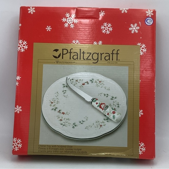 New Pfaltzgraff Winterberry Cheese Tray with Sculpted Slicer - Picture 8 of 9
